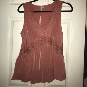 Chiffon and Lace Tank Top